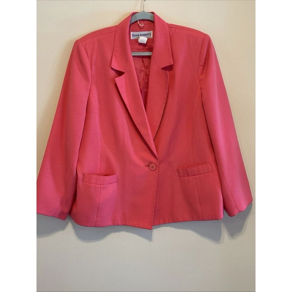 Diane Roberts Vintage Pink Blazer Jacket 18H Long Sleeve 80s 90s